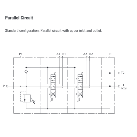 Hydraulic valve 2 sections HM line 90 l/min  24 gpm 24V double acting for cylinder spool