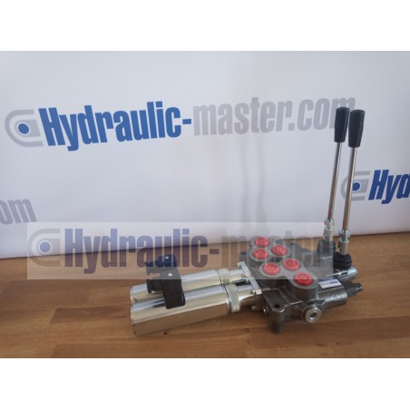 Hydraulic valve 2 sections HM line 90 l/min  24 gpm 24V double acting for cylinder spool